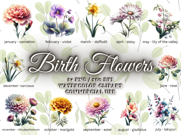 Download Birth Month Flower Clipart - Flower Png - Birth month flower clipart Collection