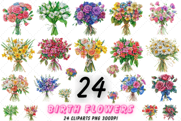 Download Watercolor Birth Month Flower Clipart - Birth month flower clipart Collection