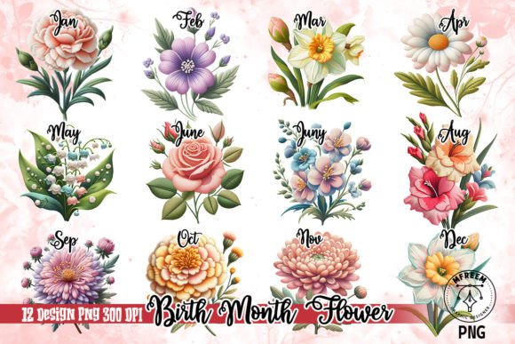 Download Embroidered Birth Month Flower Clipart - Birth month flower clipart Collection