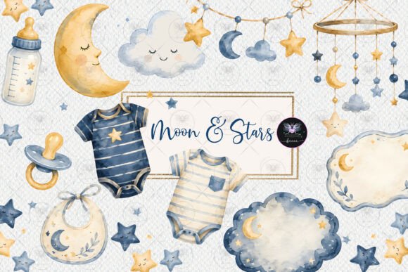 Download Moon &amp; Stars Baby Clipart - Baby Collection