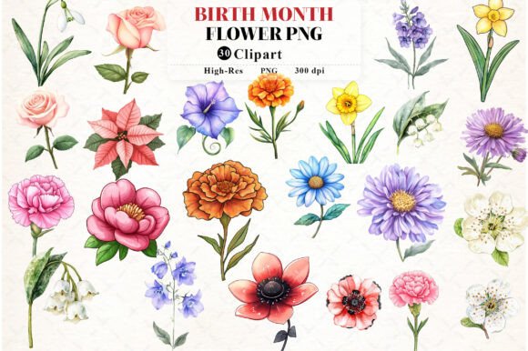 Download Birth Month Flower Clipart - Birth month flower clipart Collection
